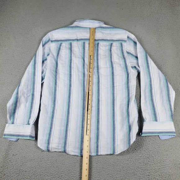 Tommy Bahama Shirt Mens Medium Blue Striped Linen Blend Button Up Long Sleeve - Picture 3 of 7